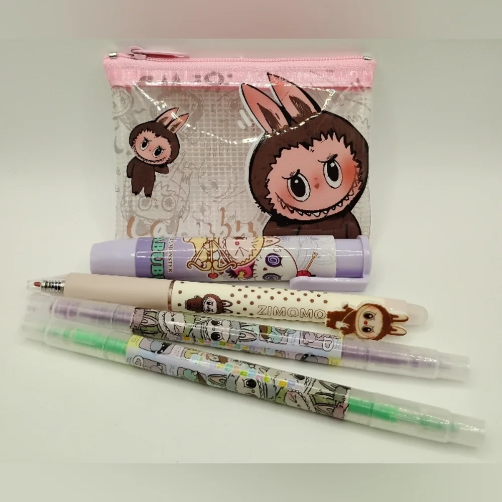 Labubu Purple Accessories Set Cute Stationery & Pouch - Picture 6 of 9